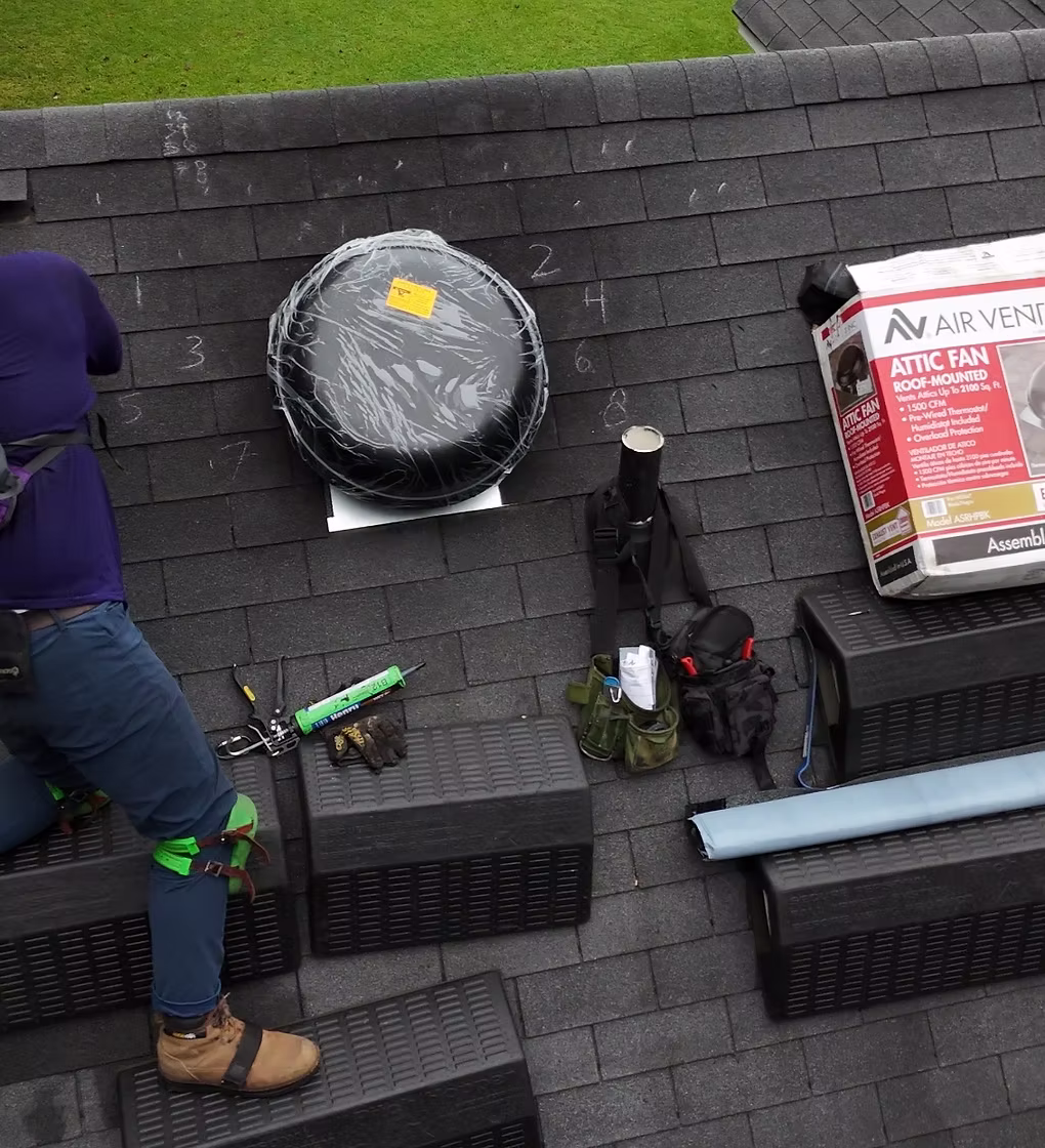 A completed professional roof repair